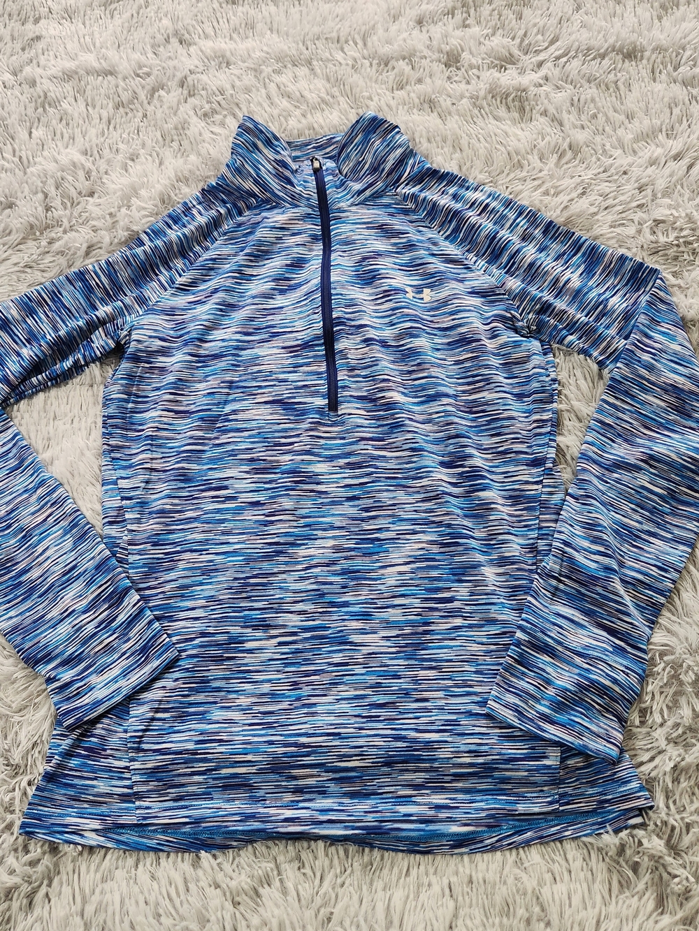 Under Armour Blue and White Space Dye Half Zip Pullover Shirt